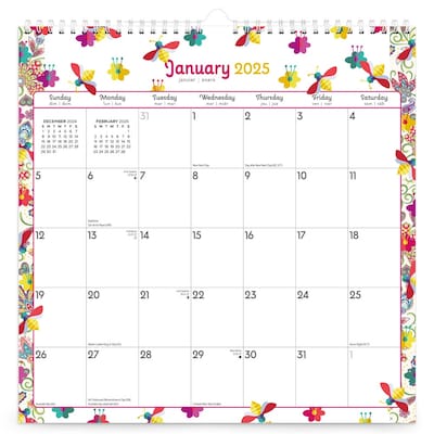 2025 BrownTrout Busy Bees 12 x 12 Monthly Square Wire-O Wall Calendar (9781975478520)