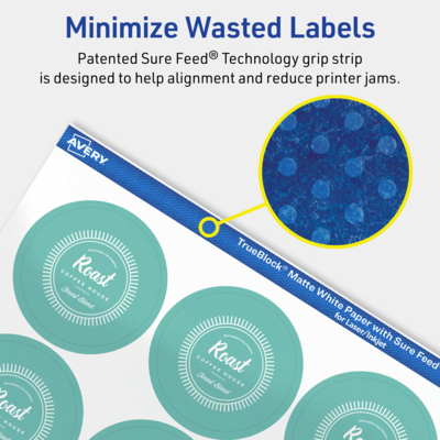 Avery TrueBlock Laser/Inkjet Circle Multipurpose Labels, 1.75" Dia., White, 2000/Box (94509)
