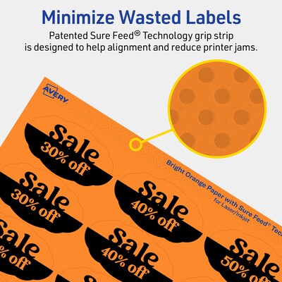 Avery Decorative Edge Multipurpose Labels, 1-1/8" x 2-1/4", Bright Orange, 1680/Box (94061)