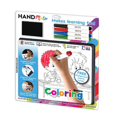 HandMoto Dry-Erase Learning Board, Coloring Series, 4 Markers & 10 Activity Sheets (HMOCLMO1)