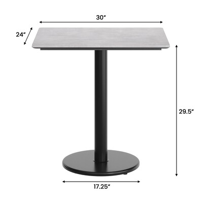 Flash Furniture Acadia Wooden Dining Table, 23.75"D x 29.75"W, Gray Faux Concrete/Black Base (ST2430CGTR18)