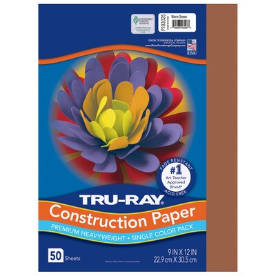Tru-Ray 9 x 12 Construction Paper, Warm Brown, 50 Sheets/Pack, 5 Packs/Bundle (PAC103025-5)