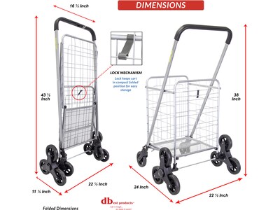 Dbest Stair Climber Cruiser Steel Mobile Folding Utility Cart with Front Swivel Wheels, Silver (01-8