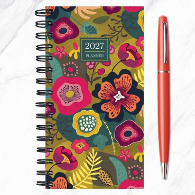 2027 TF Publishing Funk & Floral 3.5" x 6.5"  Weekly & Monthly Standard Planner, Paperboard Cover, Multicolored (27-7502)