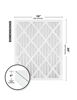 Brighton Professional™ MERV 8 16 x 20 x 4/15.5 x 19.5 x 3.75 Pleated Air Filter; 3/Pack (FB16X