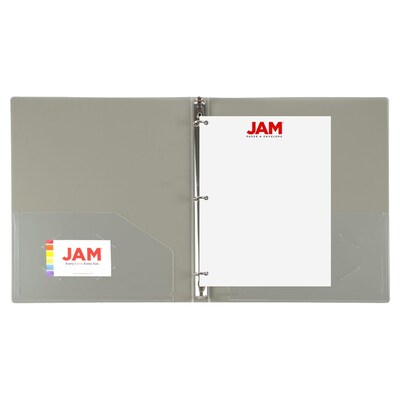JAM Paper 1/2" 3-Ring Flexible Poly Binder, Smoke Gray (PB75237SM)