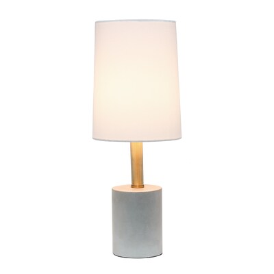 Lalia Home Antique Brass Concrete Table Lamp with Linen Shade, White (LHT-5000-WH)
