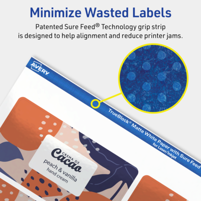 Avery TrueBlock Laser/Inkjet Rectangle Multipurpose Labels, 2" x 3.75", White, 80/Pack (94240)