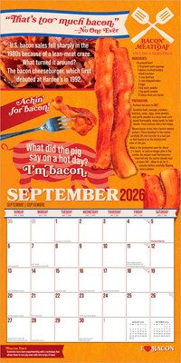 2026 BrownTrout I Love Bacon 12" x 12" Monthly Wall Calendar (9798330703814)