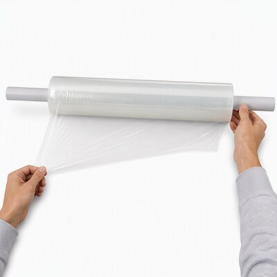 Staples Economy Extended-Core Stretch Film, 80 Gauge, 20” x 1000’, Clear Wrap for Palletizing, Bundling & Shipping (1 Roll)