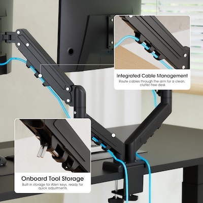FlexiSpot MA1 Adjustable Dual Arms, Up to 32" Monitors, Black (MA1B-D-DP)
