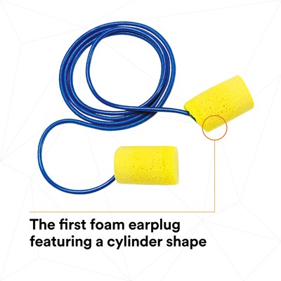 3M E-A-R Classic Earplugs, Corded, Poly Bag, 200 Pairs/Case (311-1101)