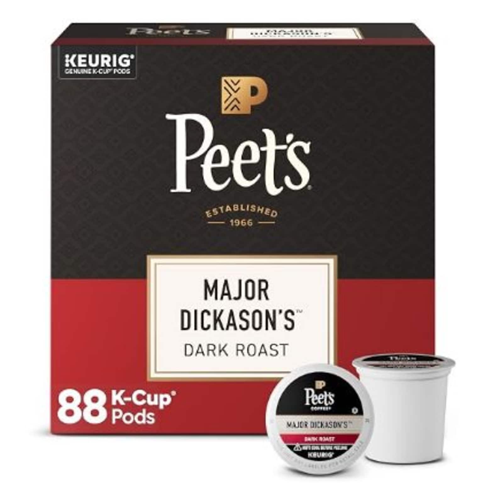 Peets Coffee Major Dickasons Blend Coffee Keurig® K-Cup® Pods, Dark Roast, 88/Carton (65470)