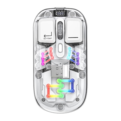 SaharaCase Cyberpunk Wireless Ergonomic Laser Mouse, Clear (KB69)