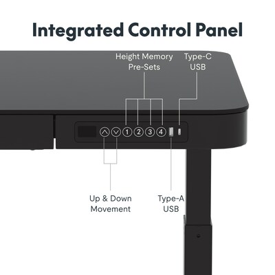 FlexiSpot EG9 48"W Electric Adjustable Glass Top Standing Desk, Black (EG9B-E)