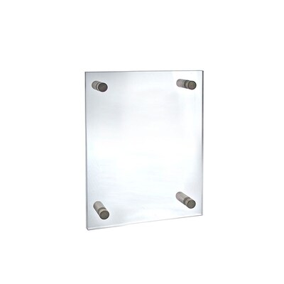 Azar  8.5 x 11 Floating Frame Sign Holder, Wall Mounted, Vertical/Horizontal, Front Loading, Silver Acrylic (105514)