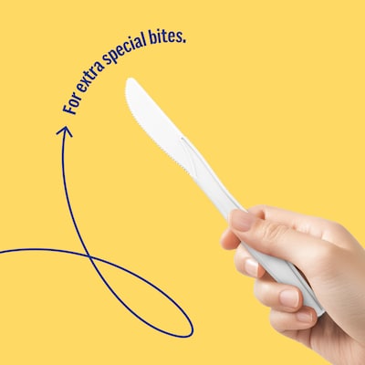 Perk™ Polystyrene Knife, Medium-Weight, White, 1000/Pack (PK56398)