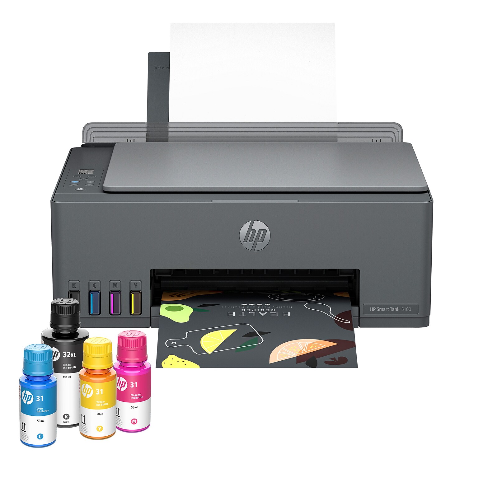 HP Smart Tank 5100 Wireless All-in-One Supertank Printer, Up to 3 Years of Ink Included (D06BLA)