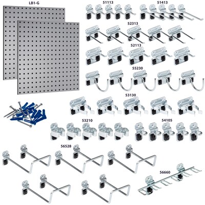 Triton Products LocBoard Pegboards with 46 pc. LocHook Assortment (LB1-GKit)