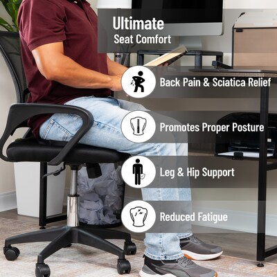 Mind Reader Donut Pillow Seat Cushion with Air-Cloud Technology, Black (DOSEAT-BLK)