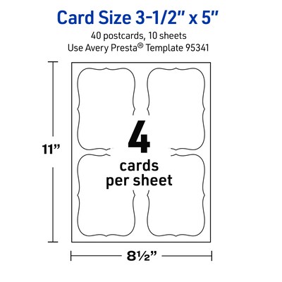 Avery Integrated Cards, 3.5" x 5", Glossy White, 40/Pack  (95340)