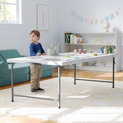 Flash Furniture Paige Rectangle Kid's Plastic Folding Table, 29"W x 60"D x 18.75"H, Granite White (RB3060FHKIDWH)