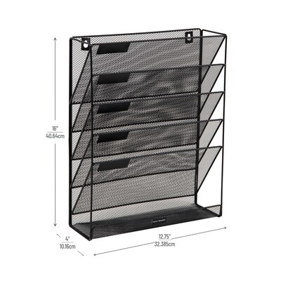 Mind Reader 5-Pocket Metal Mesh Mountable Wall File, Letter Size, Black (MAGSTACK-BLK)