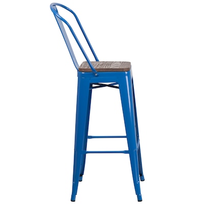 Flash Furniture Lily Contemporary Metal Vertical Back Barstool, Blue, 4-Pieces/Pack (4CH3132030GBBLW)