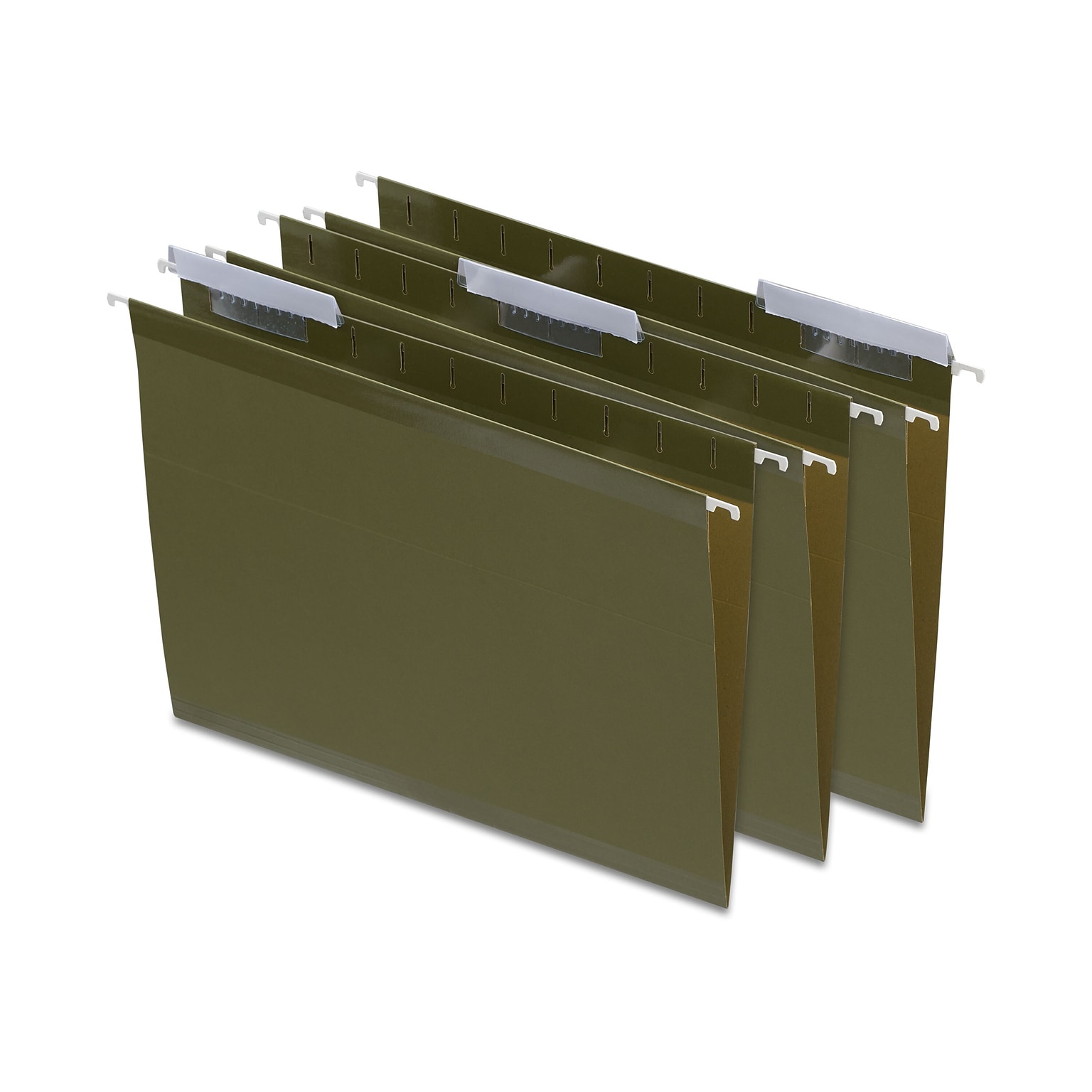 Quill Brand® 100% Recycled Premium Reinforced 3-Tab Hanging File Folders, Letter Size, Green, 25/Box (76213P)