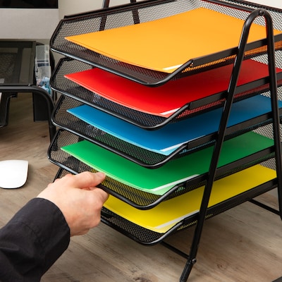 Mind Reader Metal Mesh Front Loading Stackable Letter Tray, Letter/Legal Size, Black (2CSTACK2-BLK)