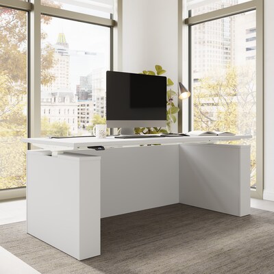 Bush Business Furniture Stratus 72W Electric Rectangular Adjustable Standing Desk with Modesty Panel, White (SUT004WH)