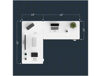 FlexiSpot E7 76"W Electric L-Shaped Adjustable Standing Desk, White (E7LW557624WHT)