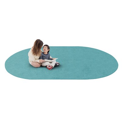 Joy Carpets Just Kidding Polyester 12 x 76 Oval Machine Tufted Rug, Seafoam (623SS-08)
