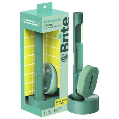 Brite by Scotch-Brite Fillable Dishwand with Drain and Dry Stand, 1/Pack (BRDW-3)