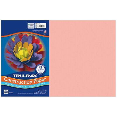 Tru-Ray 12 x 18 Construction Paper, Salmon, 50 Sheets/Pack, 5 Packs/Bundle (PAC103042-5)