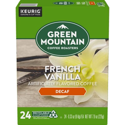 Green Mountain French Vanilla Decaf Coffee, Keurig® K-Cup® Pods, Light Roast, 24/Box (7732)