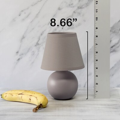 Simple Designs Compact Ceramic Globe 8.66" LED Table Lamp, Gray (LT2008-GRY-LB)