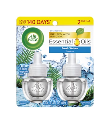 Air Wick Essential Oils Warmer Refill, Fresh Waters Scent, 0.67 oz., 2/Pack (6233879717)
