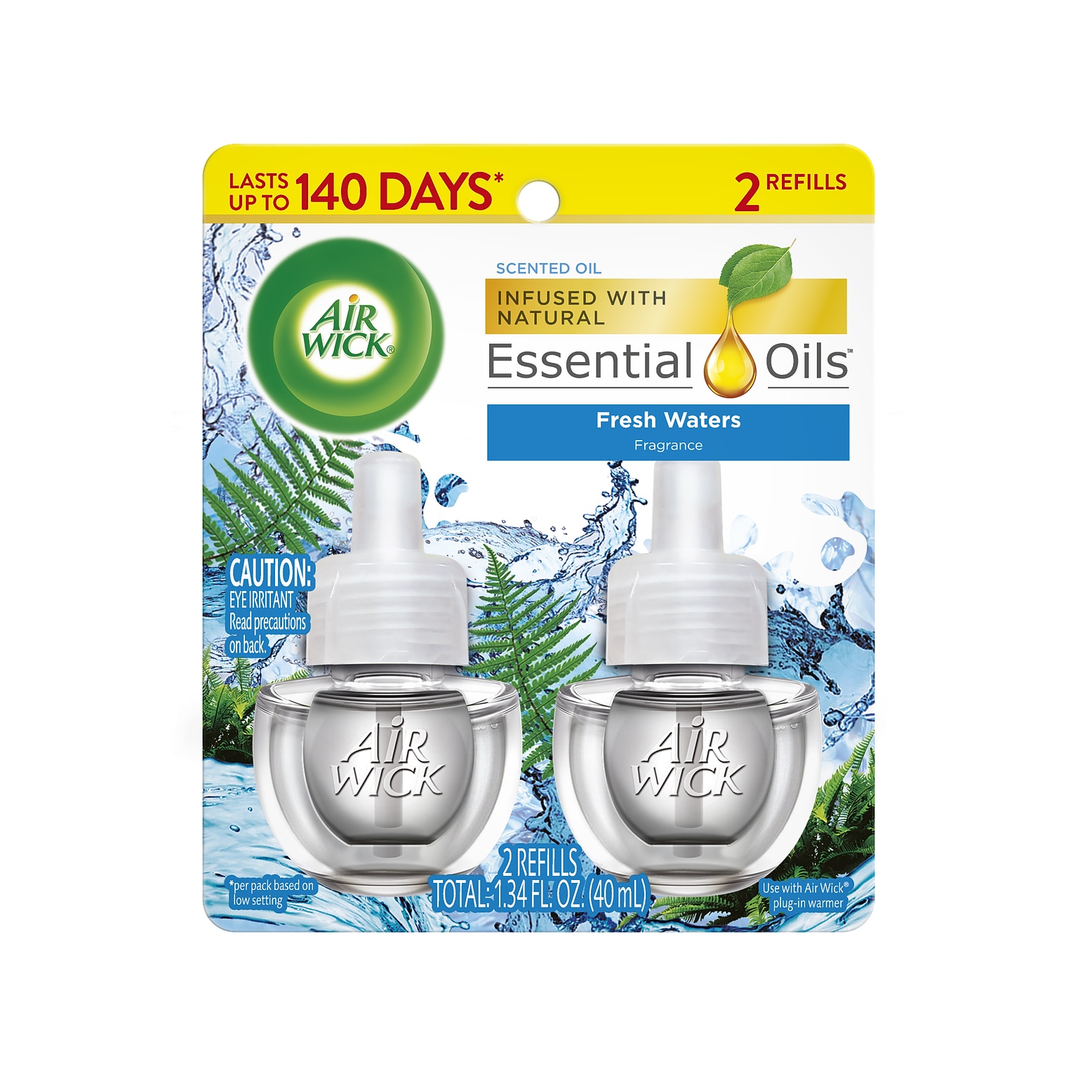 Air Wick Essential Oils Warmer Refill, Fresh Waters Scent, 0.67 oz., 2/Pack (6233879717)