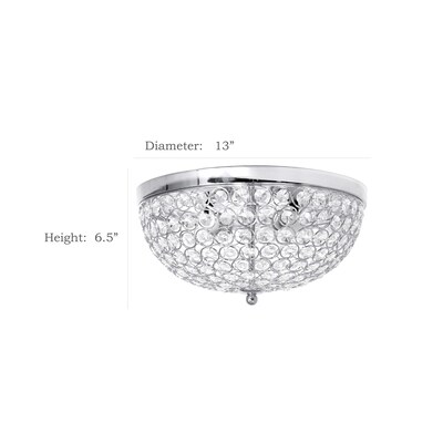 Elegant Designs Crystal 2 Light LED Flush Mount Ceiling Light, Chrome (FM1000-CHR)