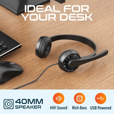 Delton 12Y Noise-Canceling Stereo On-Ear Headset, USB Type-A (DWH12YAC)