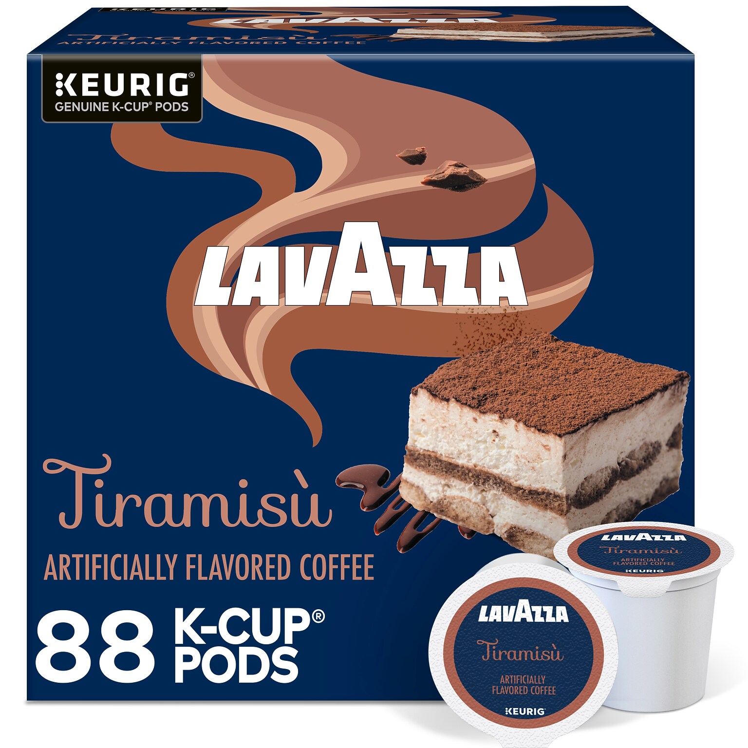 Lavazza Tiramisù Caffeinated Hot & Iced Coffee Keurig K-Cup Pods, Medium Roast, 88/Box (5000384724CT)