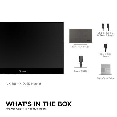 ViewSonic Portable 15.6" 60 Hz Monitor, Black (VX1655-4K-OLED)
