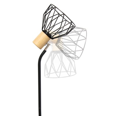 Simple Designs Farmhouse Fusion 55.91" Floor Lamp with Round Shade, Black (LF2019-BLK)