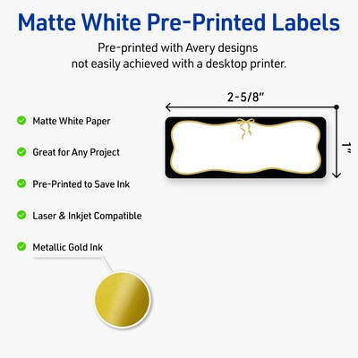 Avery Rectangle Laser/Inkjet Multipurpose Labels, 1 x 2-5/8, White, 160/Pack (19479370856)