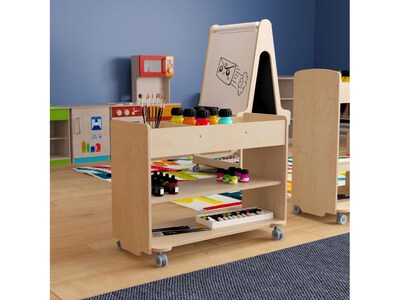 Flash Furniture Bright Beginnings Mobile 5-Section Storage Cart, 24.5"H x 31"W x 16"D, Natural Birch Plywood (MK-KE24145-GG)