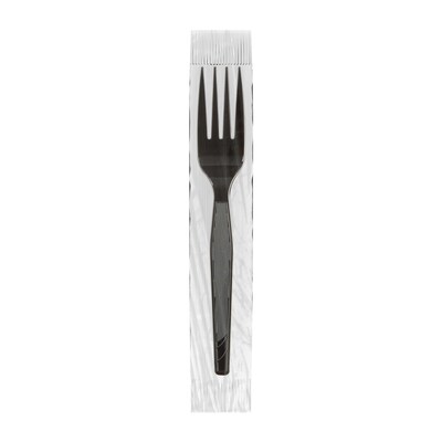 Dixie Grab 'N Go Individually Wrapped Medium-Weight Fork, Dispenser Box, Black, 90/Pack (FM5W540)