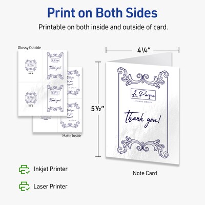 Avery Integrated Cards, 4.25" x 5.5", Glossy White, 100/Box (95347)