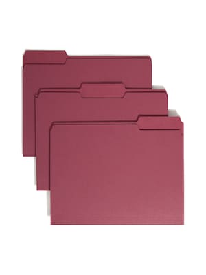 Smead File Folders, 1/3-Cut Tab, Letter Size, Maroon, 100/Box (13093)