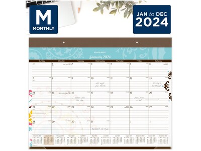 2024 AT-A-GLANCE Suzani 21.75 x 17 Monthly Desk Pad Calendar (SK17-704-24)